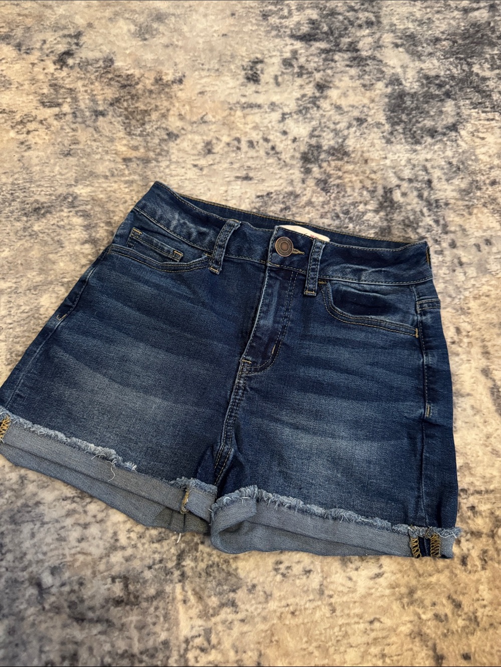 SO Dark Blue Rolled-Hem Denim Shorts